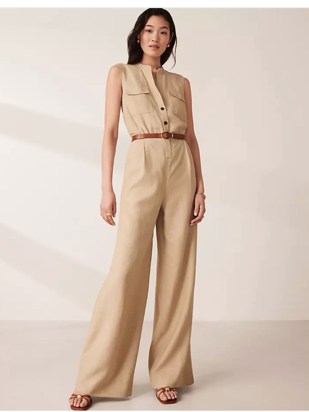 Ann Taylor Sleeveless Wide-Leg Jumpsuit 12P